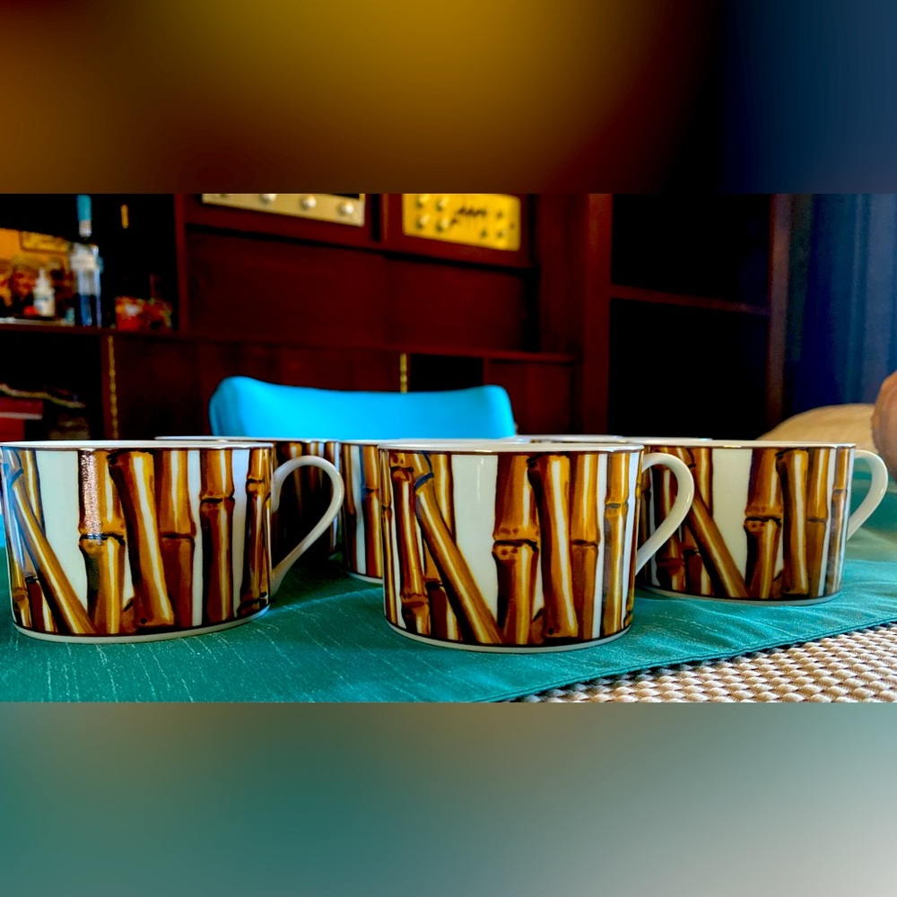 8 Nicole Miller BAMBOO pattern coffee/cappuccino cups by Sakura